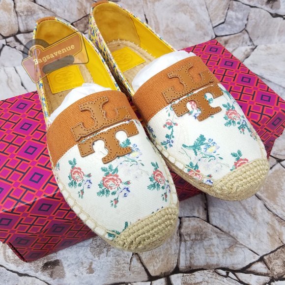 French Paisley Weston Espadrille Calf Leather Recycled Canvas Liberty Tory Burch